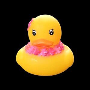 Yellow Rubber Duck with Pink Lei